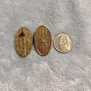 1928 Gold Tone Oval Post Earrings